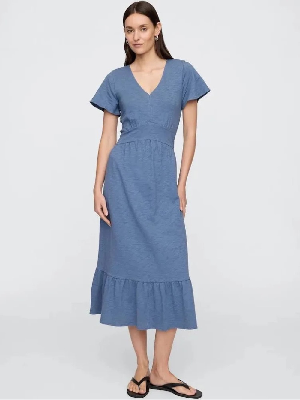 Gap flutter sleeve midi dress in blue